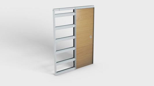 ONE (German measures) Sliding pocket door with wooden doorposts, plasterboard | PROMANI